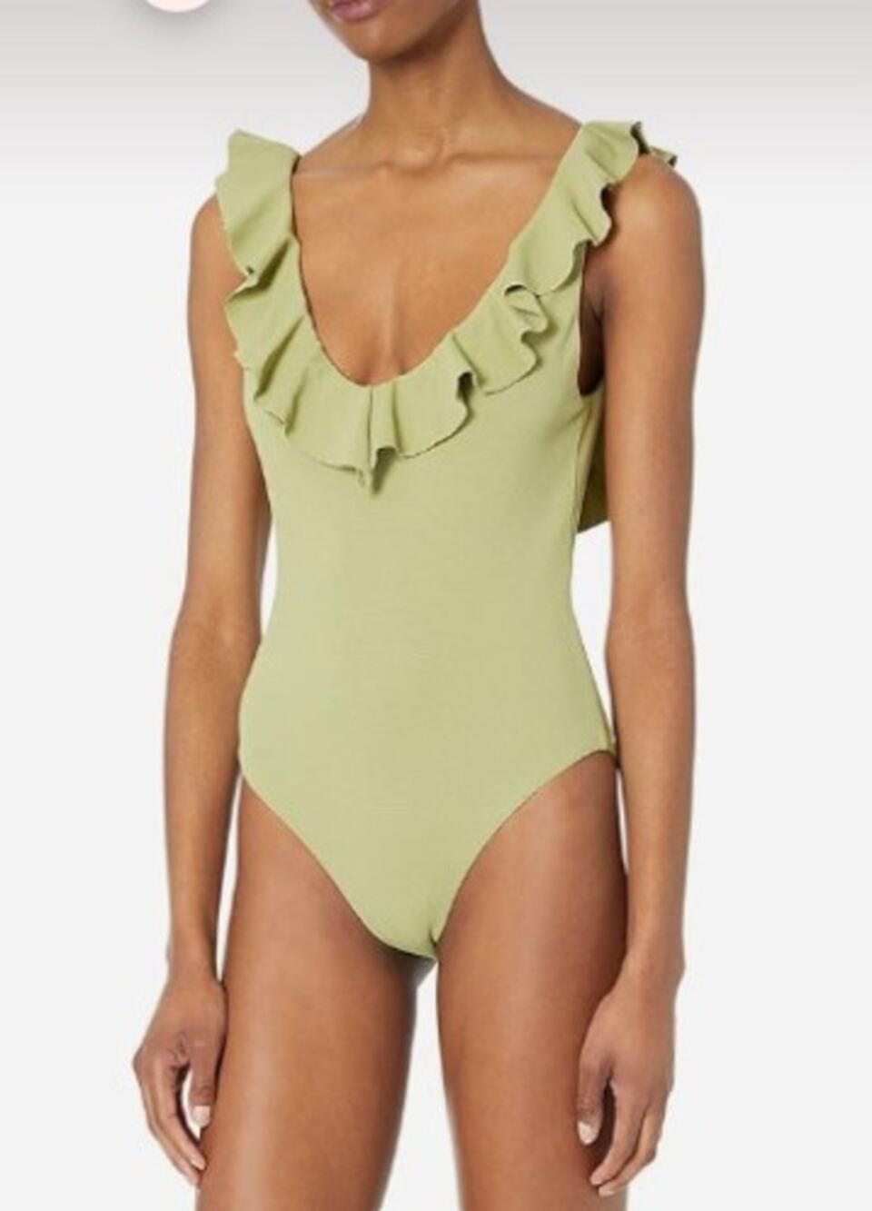 Eberjey Pique Loreta One-Piece Swimsuit Pear Green Women's Size Small #W1921LRX
